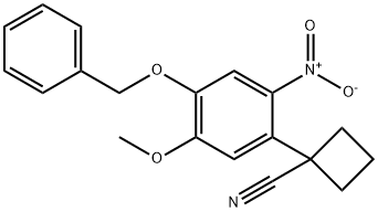 1-(4-(benzyloxy)-5-methoxy-2-nitrophenyl)cyclobutanecarbonitrile Struktur