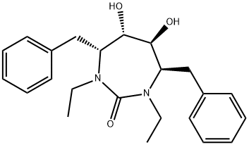 (4R,5S,6S,7R)-4,7-dibenzyl-1,3-diethyl-5,6-dihydroxy-1,3-diazepan-2-on e Struktur