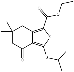 ETHYL 3-(ISOPROPYLTHIO)-6,6-DIMETHYL-4-OXO-4,5,6,7-TETRAHYDROBENZO[C]THIOPHENE-1-CARBOXYLATE price.