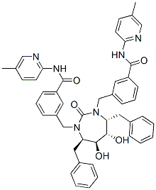 3-[[(4R,5S,6S,7R)-4,7-dibenzyl-5,6-dihydroxy-3-[[3-[(5-methylpyridin-2 -yl)carbamoyl]phenyl]methyl]-2-oxo-1,3-diazepan-1-yl]methyl]-N-(5-meth ylpyridin-2-yl)benzamide Struktur