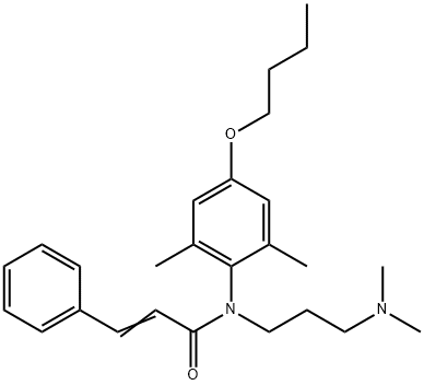 N-[3-(Dimethylamino)propyl]-N-[4-butoxy-2,6-dimethylphenyl]-3-phenylpropenamide Struktur