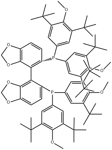 (S)-(+)-5,5'-Bis[di(3,5-di-t-butyl-4-methoxyphenyl)phosphino]-4,4'-bi-1,3-benzodioxole,min.98%(S)-DTBM-SEGPHOS Struktur
