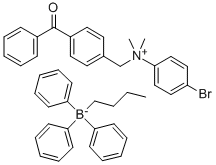 N-(4-[BENZOYL]BENZYL)-N-(4-BROMO PHENYL)-N,N-DIMETHYLAMMONIUM BUTYLTRIPHENYL BORATE Struktur