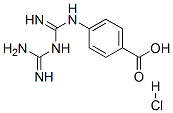 4-{[{[AMINO(IMINO)METHYL]AMINO}(IMINO)METHYL]AMINO}BENZOIC ACID HYDROCHLORIDE Struktur