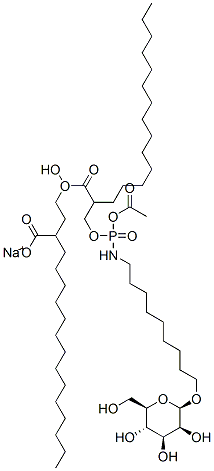 Hexadecanoic acid, (1R)-1-hydroxy2-9-(.alpha.-D-mannopyranosyloxy)-1-oxononylaminoethoxyphosphinyloxymethyl-1,2-ethanediyl ester, monosodium salt Struktur