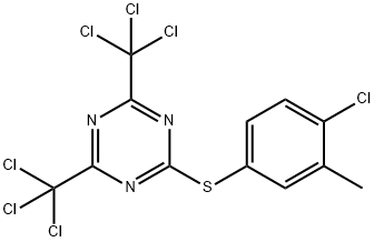 2-[(4-Chloro-3-methylphenyl)thio]-4,6-bis(trichloromethyl)-1,3,5-triazine Struktur