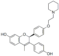 (2S)-3-(4-hydroxyphenyl)-4-methyl-2-[4-[2-(1-piperidyl)ethoxy]phenyl]-2H-chromen-7-ol Struktur