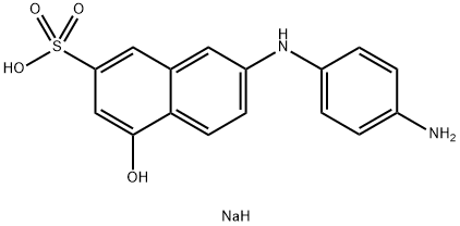 sodium 7-(4-aminoanilino)-4-hydroxynaphthalene-2-sulphonate Struktur