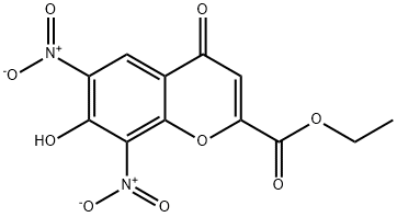 7-Hydroxy-6,8-dinitro-4-oxo-4H-1-benzopyran-2-carboxylic acid ethyl ester Struktur