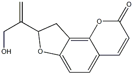 (-)-8,9-Dihydro-8-[1-(hydroxymethyl)vinyl]-2H-furo[2,3-h]-1-benzopyran-2-one Struktur