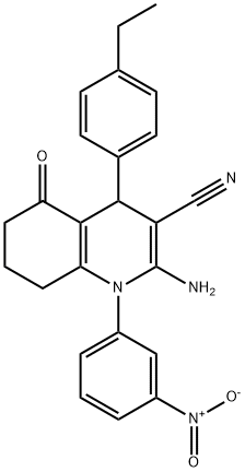 2-amino-4-(4-ethylphenyl)-1-{3-nitrophenyl}-5-oxo-1,4,5,6,7,8-hexahydro-3-quinolinecarbonitrile Structure
