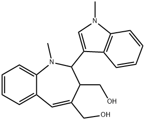 2,3-Dihydro-1-methyl-2-(1-methyl-1H-indol-3-yl)-1H-1-benzazepine-3,4-dimethanol Struktur