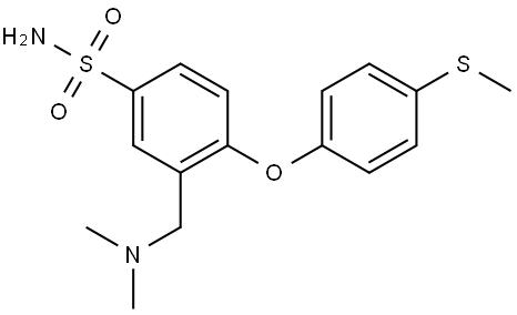 3-[(DIMETHYLAMINO)METHYL]-4-[4-(METHYLSULFANYL)PHENOXY]BENZENE-1-SULFONAMIDE Struktur