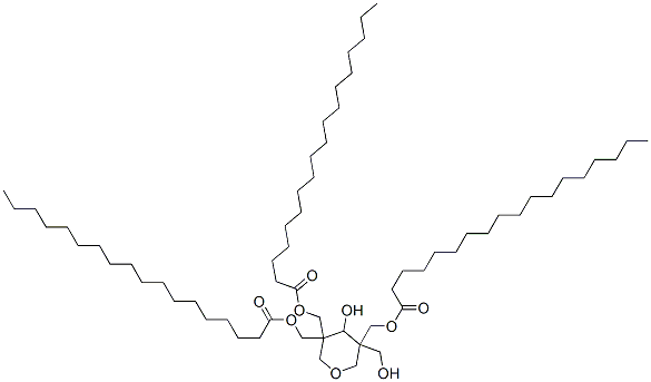 Trisoctadecanoic acid [[tetrahydro-4-hydroxy-5-(hydroxymethyl)-2H-pyran]-3,3,5-triyl]tris(methylene) ester Struktur