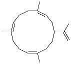 1,5,9-Trimethyl-12-isopropenyl-1,5,9-cyclotetradecatriene Struktur