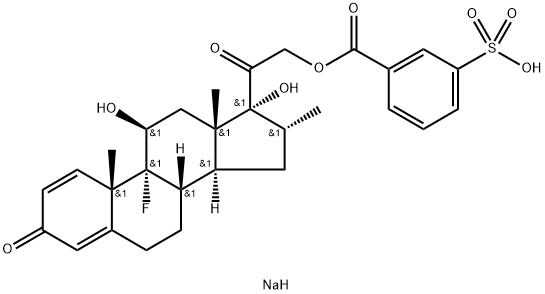 Pregna-1,4-diene-3,20-dione, 9-fluoro-11,17-dihydroxy-16-methyl-21-[(3-sulfobenzoyl)oxy]-, monosodium salt, (11beta,16alpha)-|去氧西米松雜質(zhì)17(地塞米松-間硫苯甲酸鈉)