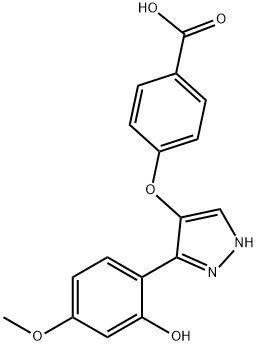 3-(2-Hydroxy-4-Methoxyphenyl)-4-(4-carboxyphenoxy)-1H-pyrazole Struktur