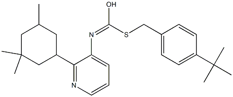 S-((4-(1,1-Dimethylethyl)phenyl)methyl) O-(3,3,5-trimethylcyclohexyl) 3-pyridinylcarbonimidothioate Struktur