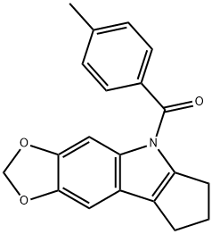 5,6,7,8-Tetrahydro-5-(p-toluoyl)cyclopenta[b]-1,3-dioxolo[4,5-f]indole Struktur