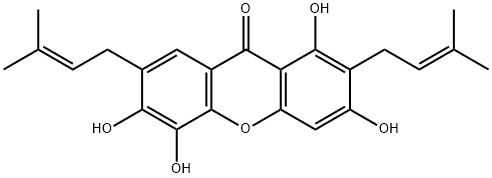 1,3,5,6-Tetrahydroxy-2,7-bis(3-methyl-2-butenyl)-9H-xanthen-9-one Struktur