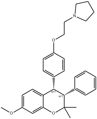 1-[2-[4-(2,2-Dimethyl-7-methoxy-3-phenylchroman-4-yl)phenoxy]ethyl]pyrrolidine Structure