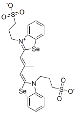 hydrogen 2-[2-methyl-3-[3-(3-sulphonatopropyl)-3H-benzoselenazol-2-ylidene]prop-1-enyl]-3-(3-sulphonatopropyl)benzoselenazolium Struktur