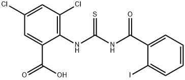 3,5-DICHLORO-2-[[[(2-IODOBENZOYL)AMINO]THIOXOMETHYL]AMINO]-BENZOIC ACID Struktur