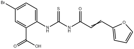 5-BROMO-2-[[[[3-(2-FURANYL)-1-OXO-2-PROPENYL]AMINO]THIOXOMETHYL]AMINO]-BENZOIC ACID Struktur