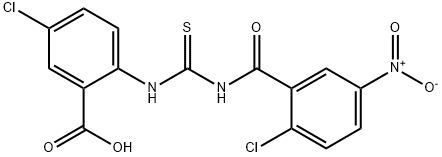 5-CHLORO-2-[[[(2-CHLORO-5-NITROBENZOYL)AMINO]THIOXOMETHYL]AMINO]-BENZOIC ACID Struktur