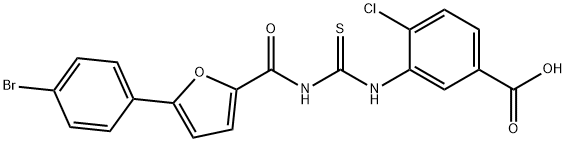 3-[[[[[5-(4-BROMOPHENYL)-2-FURANYL]CARBONYL]AMINO]THIOXOMETHYL]AMINO]-4-CHLORO-BENZOIC ACID Struktur