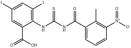 3,5-DIIODO-2-[[[(2-METHYL-3-NITROBENZOYL)AMINO]THIOXOMETHYL]AMINO]-BENZOIC ACID Struktur