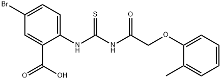 5-BROMO-2-[[[[(2-METHYLPHENOXY)ACETYL]AMINO]THIOXOMETHYL]AMINO]-BENZOIC ACID Struktur