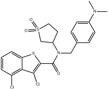 Benzo[b]thiophene-2-carboxamide, 3,4-dichloro-N-[[4-(dimethylamino)phenyl]methyl]-N-(tetrahydro-1,1-dioxido-3-thienyl)- (9CI) Struktur