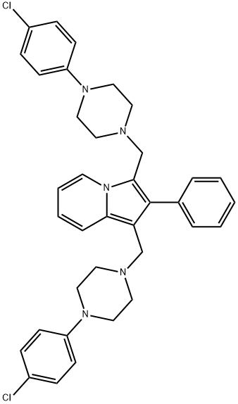 1,3-Bis[[4-(4-chlorophenyl)-1-piperazinyl]methyl]-2-phenylindolizine Struktur