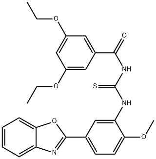 Benzamide, N-[[[5-(2-benzoxazolyl)-2-methoxyphenyl]amino]thioxomethyl]-3,5-diethoxy- (9CI) Struktur