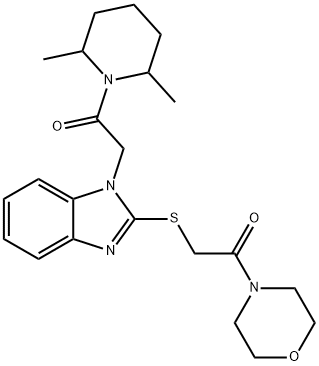 Morpholine, 4-[[[1-[2-(2,6-dimethyl-1-piperidinyl)-2-oxoethyl]-1H-benzimidazol-2-yl]thio]acetyl]- (9CI) Struktur