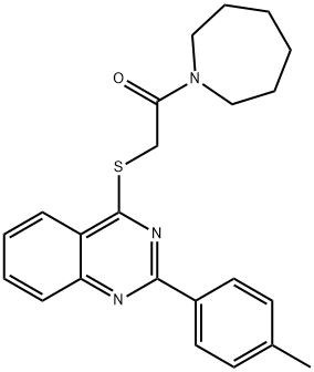 1H-Azepine, hexahydro-1-[[[2-(4-methylphenyl)-4-quinazolinyl]thio]acetyl]- (9CI) Struktur