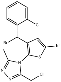4-[5-bromo-3-[bromo(2-chlorophenyl)methyl]-2-thienyl]-3-(chloromethyl)-5-methyl-4H-1,2,4-triazole Struktur