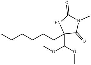 5-(dimethoxymethyl)-5-hexyl-3-methyl-imidazolidine-2,4-dione Struktur