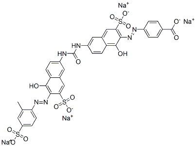 tetrasodium 4-[[1-hydroxy-6-[[[[5-hydroxy-6-[(2-methyl-4-sulphonatophenyl)azo]-7-sulphonato-2-naphthyl]amino]carbonyl]amino]-3-sulphonato-2-naphthyl]azo]benzoate  Structure
