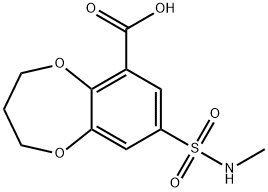 3,4-dihydro-8-[(methylamino)sulphonyl]-2H-benzo-1,5-dioxepin-6-carboxylic acid Struktur