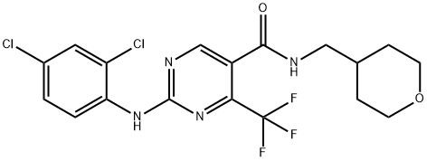 2-(2,4-二氯苯基氨基)-4-三氟甲基嘧啶-5-羧酸[(四氫吡喃-4-基)甲基]酰胺 結(jié)構(gòu)式