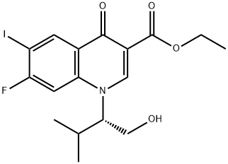 7-氟-1,4-二氫-1-[(1S)-1-(羥基甲基)-2-甲基丙基]-6-碘-4-氧代-3-喹啉甲酸乙酯 結(jié)構(gòu)式