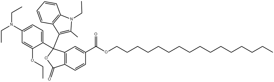 hexadecyl 3-[4-(diethylamino)-2-ethoxyphenyl]-3-(1-ethyl-2-methyl-1H-indol-3-yl)-1,3-dihydro-1-oxoisobenzofuran-5-carboxylate Struktur
