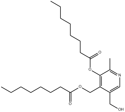 5-(hydroxymethyl)-2-methyl-4-[[(1-oxooctyl)oxy]methyl]-3-pyridyloctanoic acid Struktur