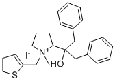 2-(1-Hydroxy-2-phenyl-1-benzylethyl)-1-methyl-1-(2-thienylmethyl)pyrro lidinium iodide Struktur