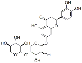 4H-1-Benzopyran-4-one, 2-(3,4-dihydroxyphenyl)-2,3-dihydro-5-hydroxy-7 -((4-O-beta-D-xylopyranosyl-beta-D-arabinopyranosyl)oxy)-, (S)- Struktur
