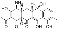 1,12(4H,5H)-Naphthacenedione, 2-acetyl-4-amino-4a,5a,6,12a-tetrahydro- 3,6,10,11,12a-pentahydroxy-6,9-dimethyl-, (4S-(4alpha,4aalpha,5aalpha, 6beta,12aalpha))- Struktur