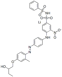 lithium 4-[[4-[[4-(2-hydroxybutoxy)-o-tolyl]azo]phenyl]amino]-3-nitro-N-(phenylsulphonyl)benzenesulphonamidate Struktur