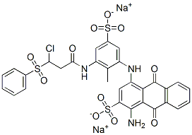 disodium 1-amino-4-[[3-[[3-chloro-1-oxo-3-(phenylsulphonyl)propyl]amino]-2-methyl-5-sulphonatophenyl]amino]-9,10-dihydro-9,10-dioxoanthracene-2-sulphonate Struktur